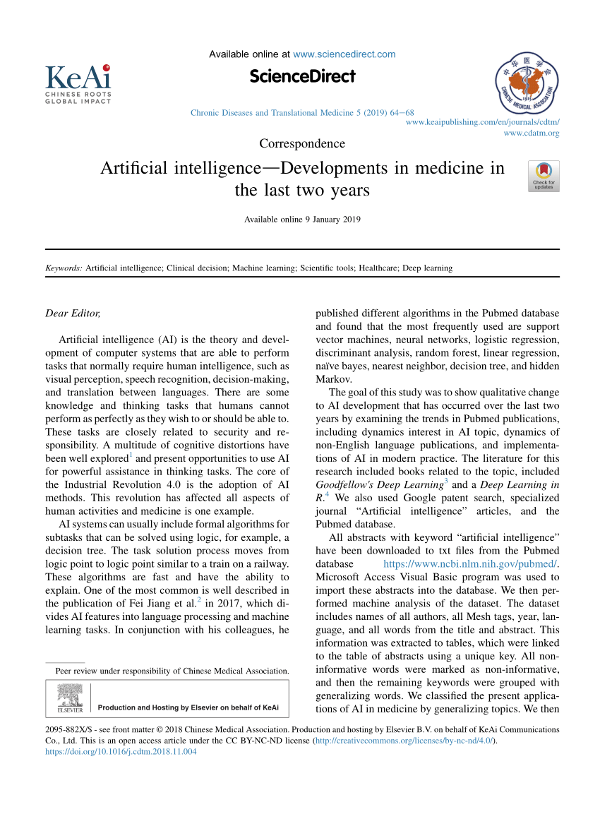 research paper on artificial intelligence in medicine