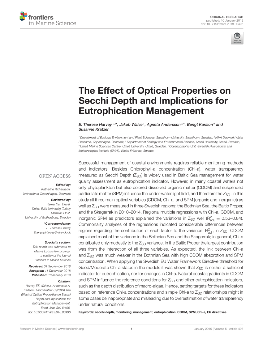 PDF) The Effect of Optical Properties on Secchi Depth and ...