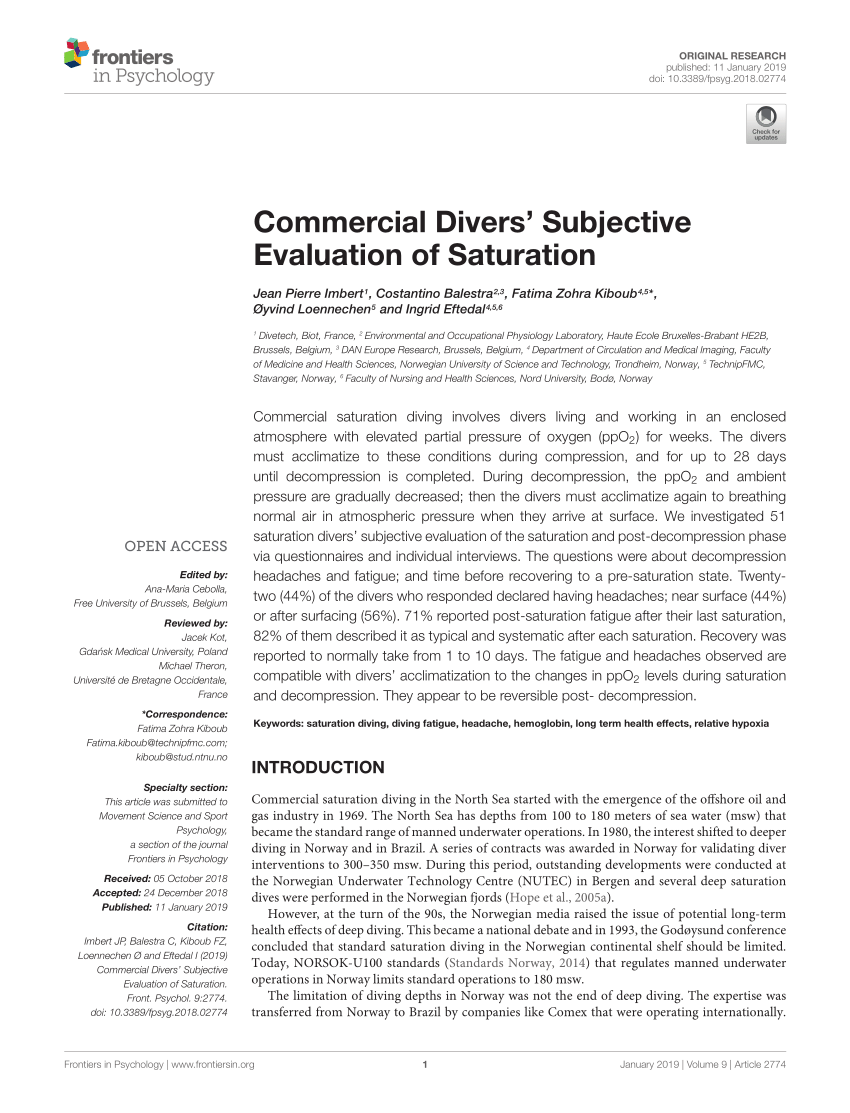 PDF) Commercial Divers' Subjective Evaluation of Saturation