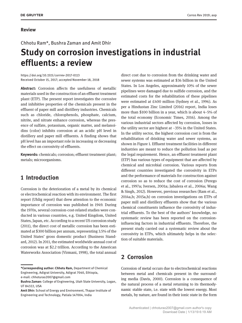 research paper on corrosion