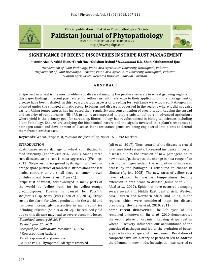 research papers on stripe rust