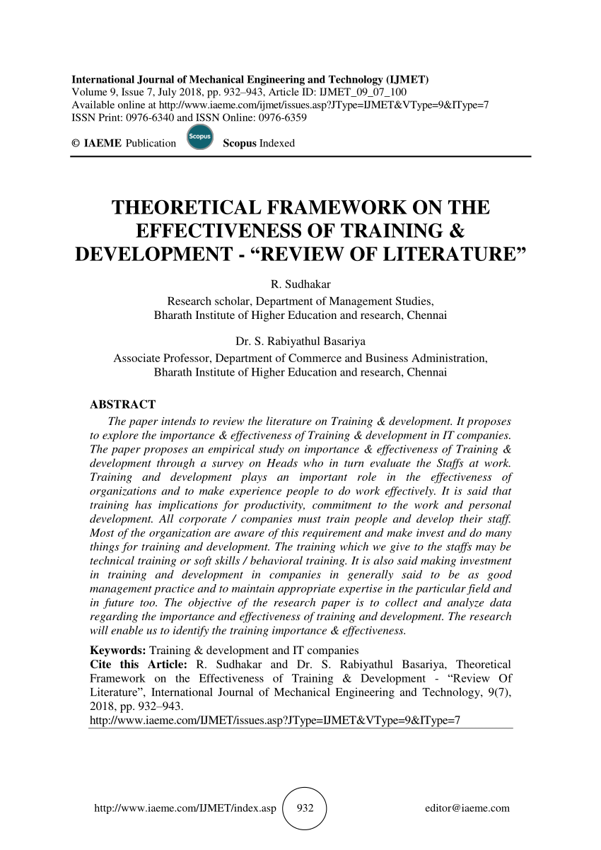 a literature review on training and development and quality of work life