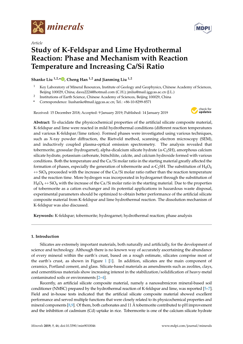Pdf Study Of K Feldspar And Lime Hydrothermal Reaction Phase And Mechanism With Reaction Temperature And Increasing Ca Si Ratio