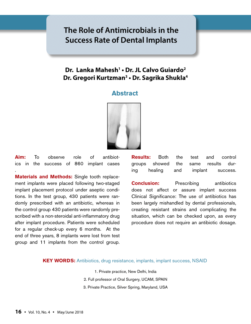 Pdf Antimicrobials And Implant Success