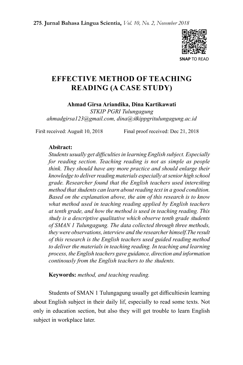 research on teaching reading