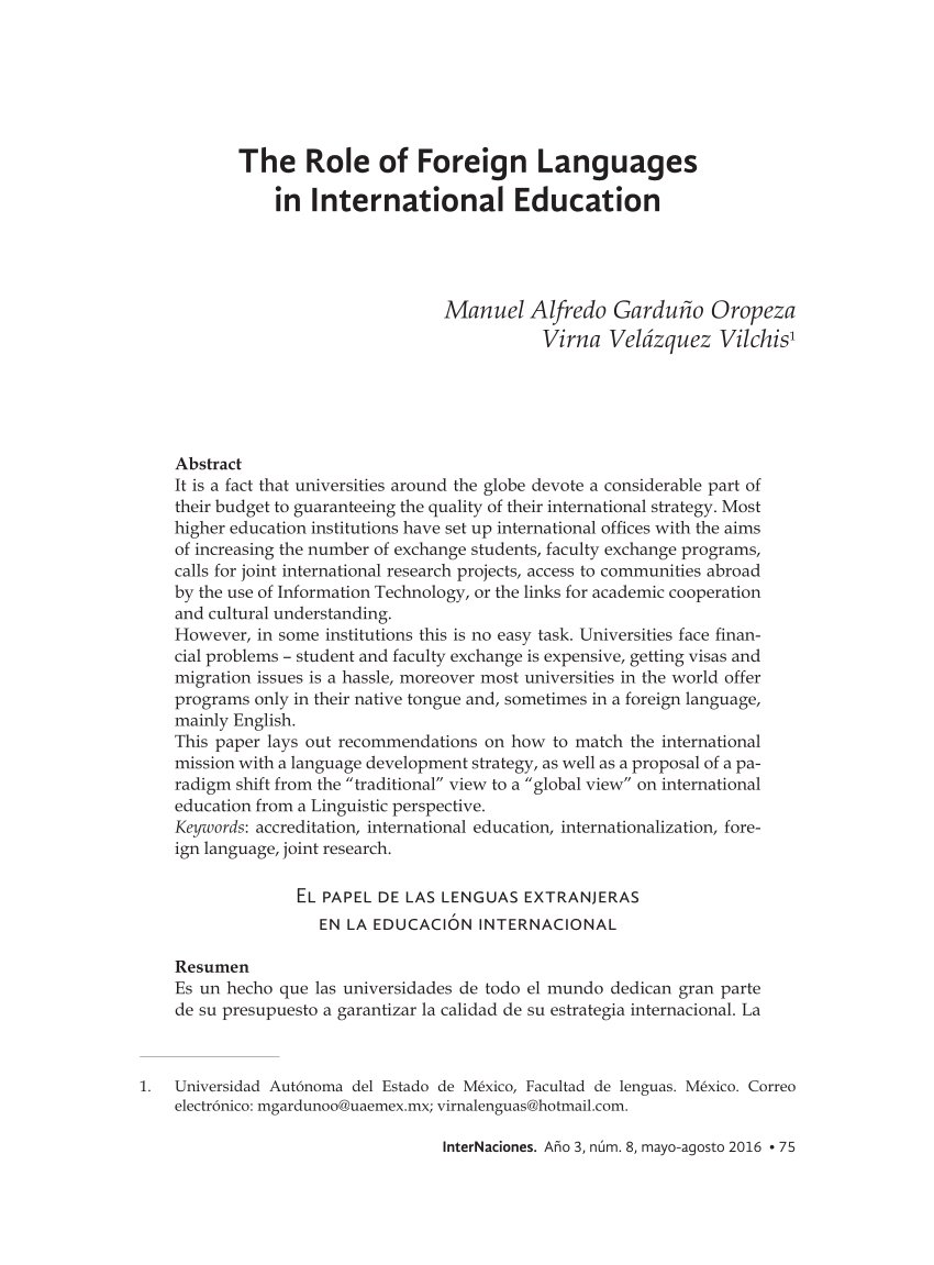 education and role of foreign languages text