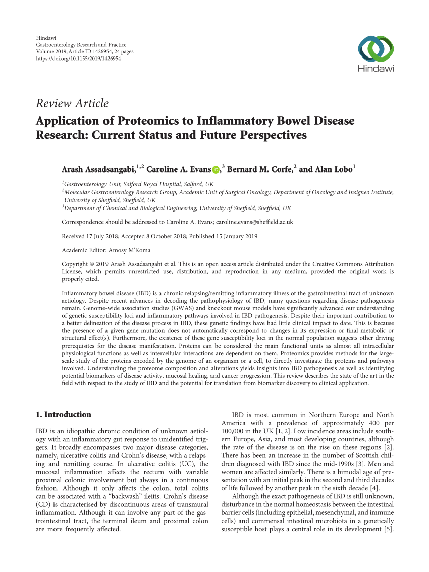 Pdf Application Of Proteomics To Inflammatory Bowel Disease Research Current Status And 8615