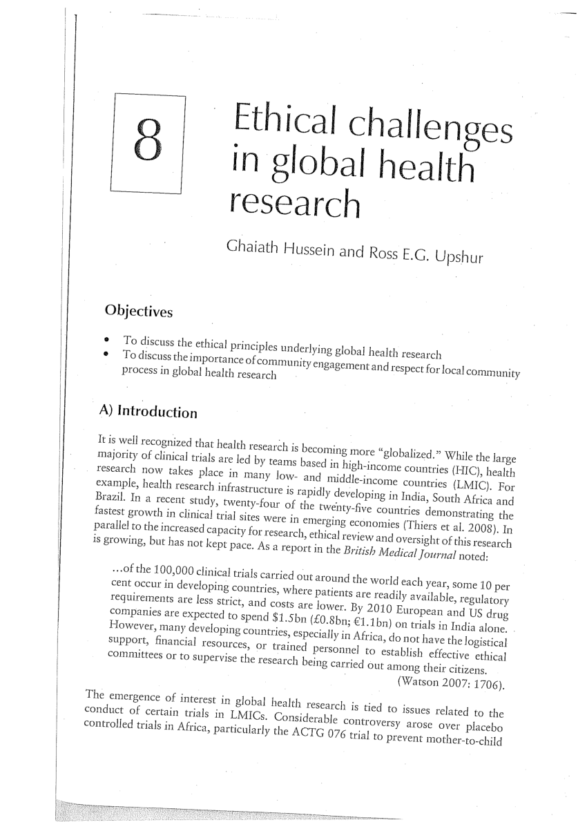 research in global health emergencies ethical issues