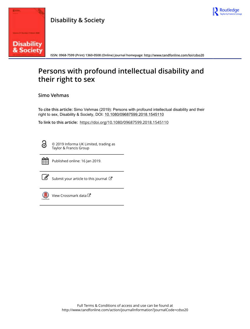 Pdf Persons With Profound Intellectual Disability And Their Right To Sex 0561