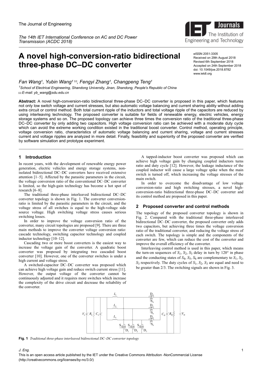 PDF) A novel high-conversion-ratio bidirectional three-phase DC–DC converter