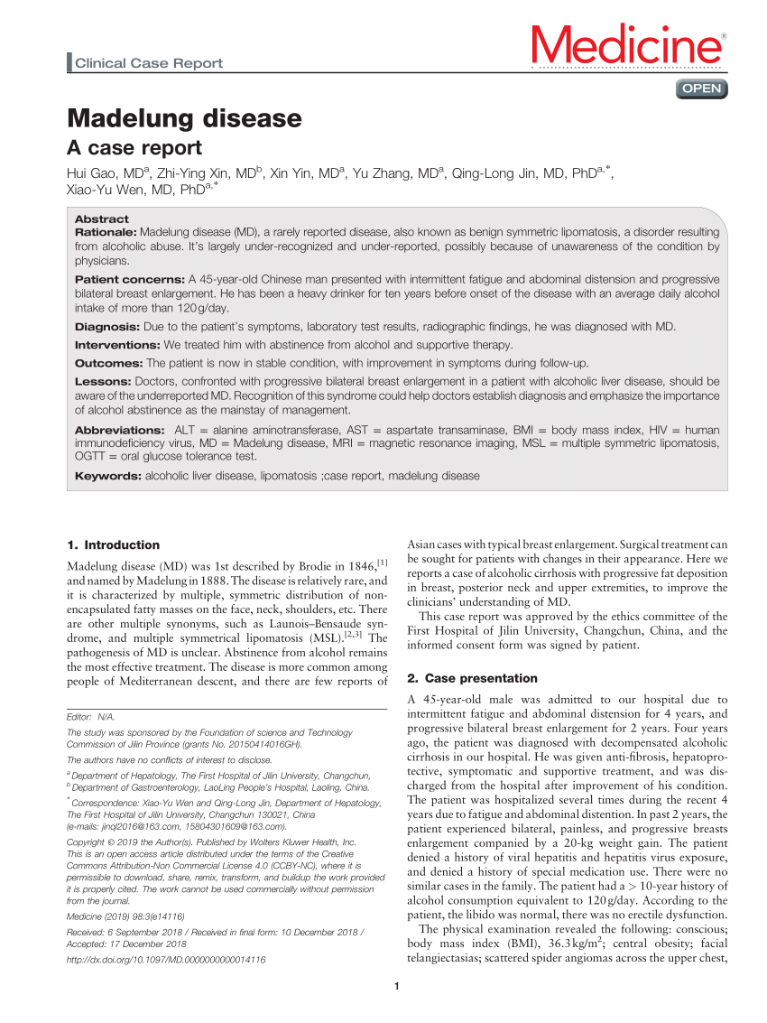 Pdf Madelung Disease A Case Report 