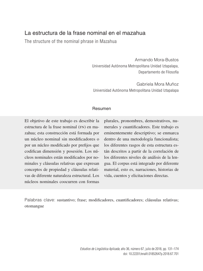 PDF) La estructura de la frase nominal en el mazahua