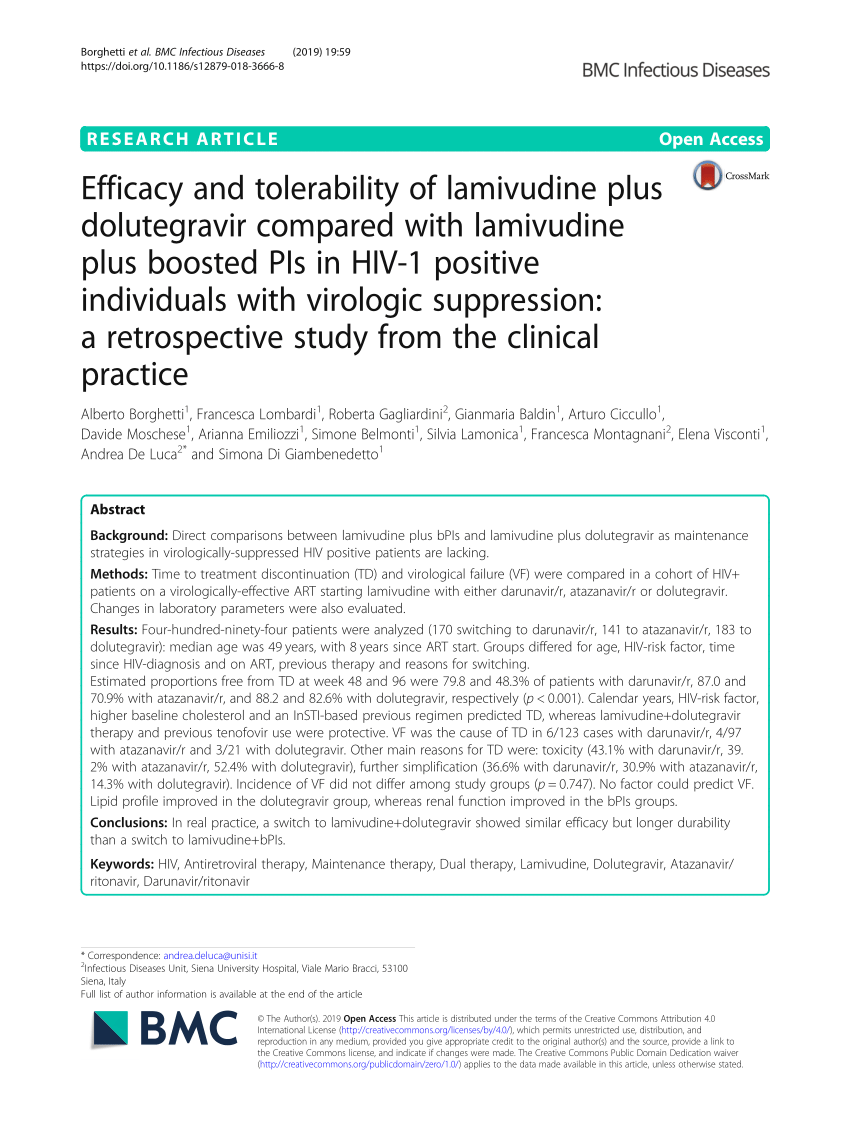 Pdf Efficacy And Tolerability Of Lamivudine Plus Dolutegravir Compared With Lamivudine Plus 