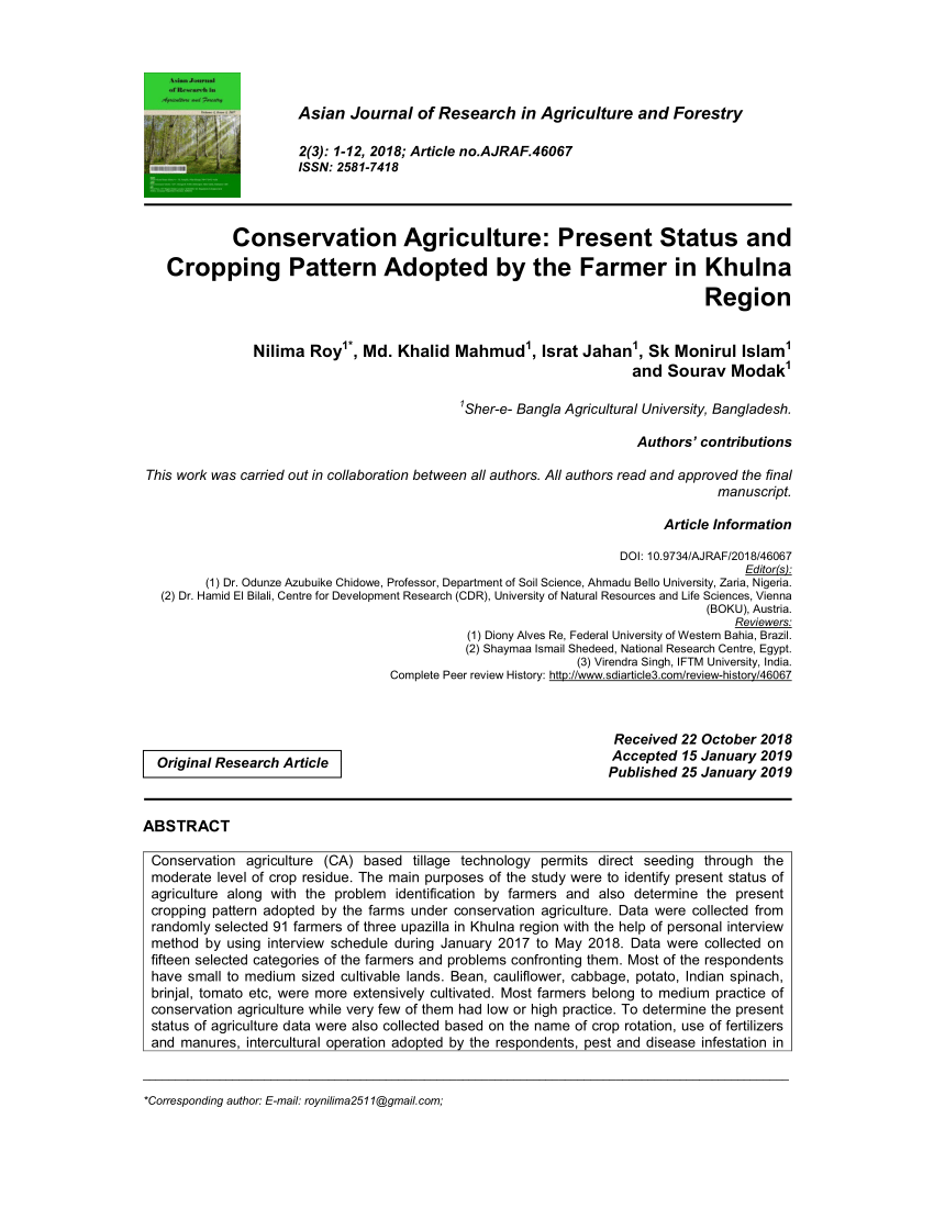 research article in agriculture