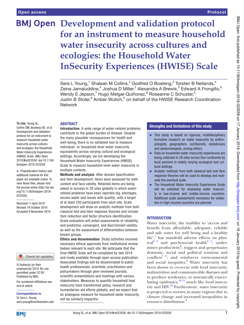 Pdf Development And Validation Protocol For An Instrument To Measure Household Water 0803