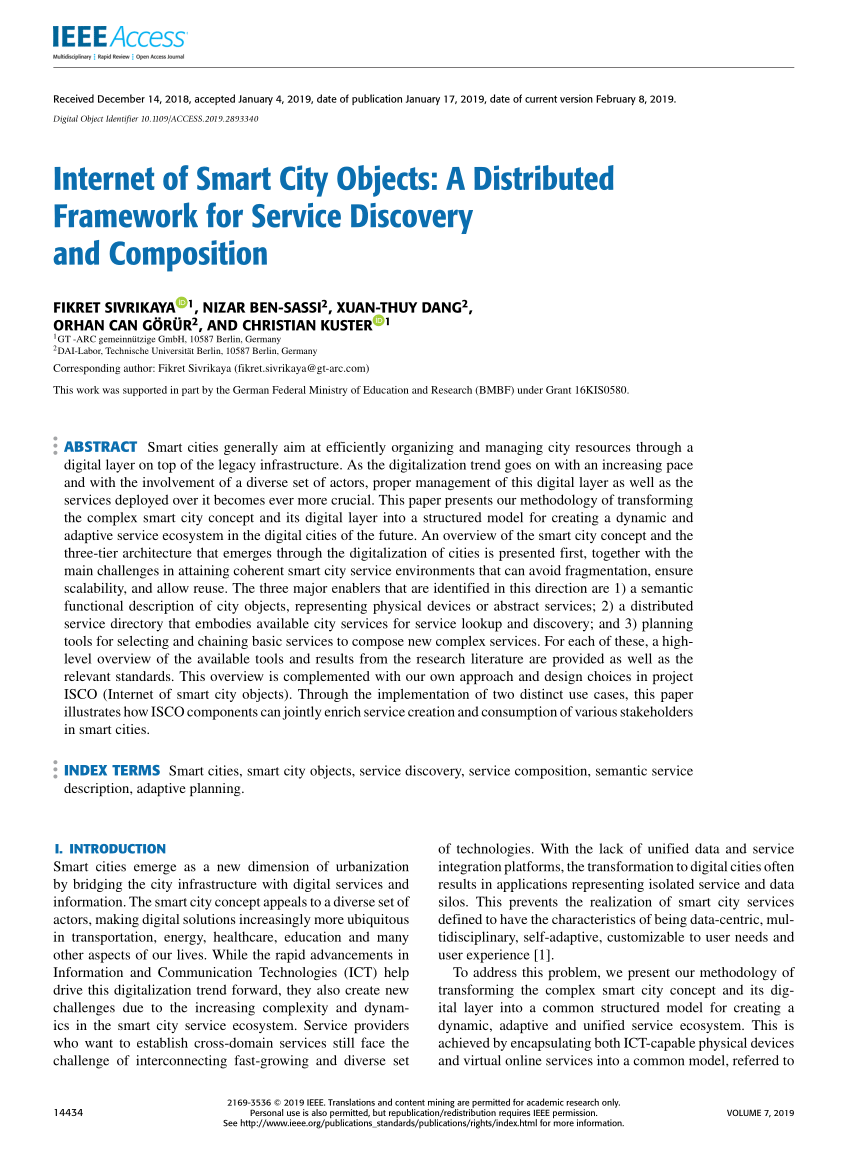 PDF) Internet of Smart City Objects: A Distributed Framework for ...