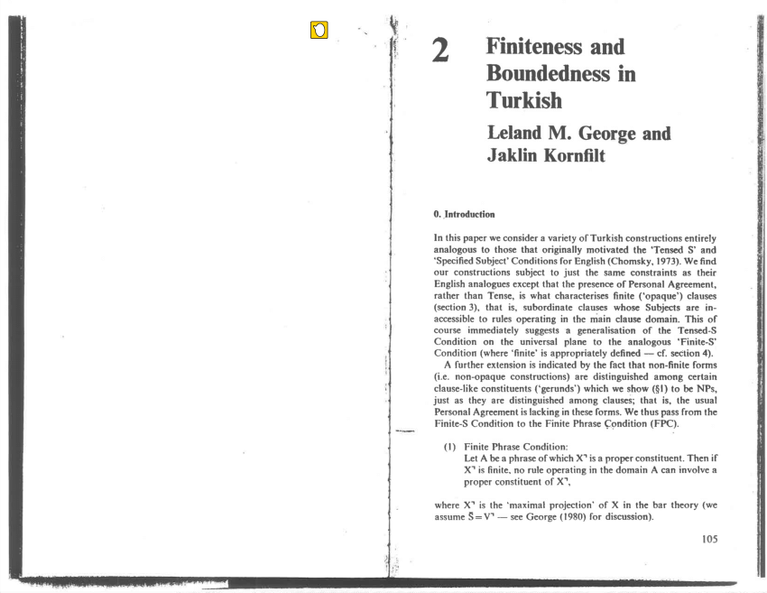 Pdf Finiteness And Boundedness In Turkish
