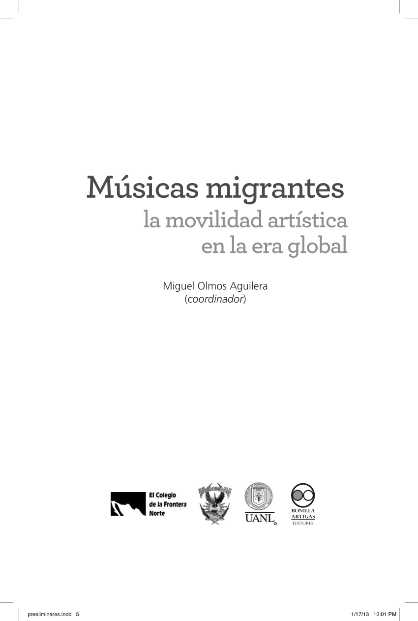Pdf Musicas Migrantes La Movilidad Artistica En La Era Global