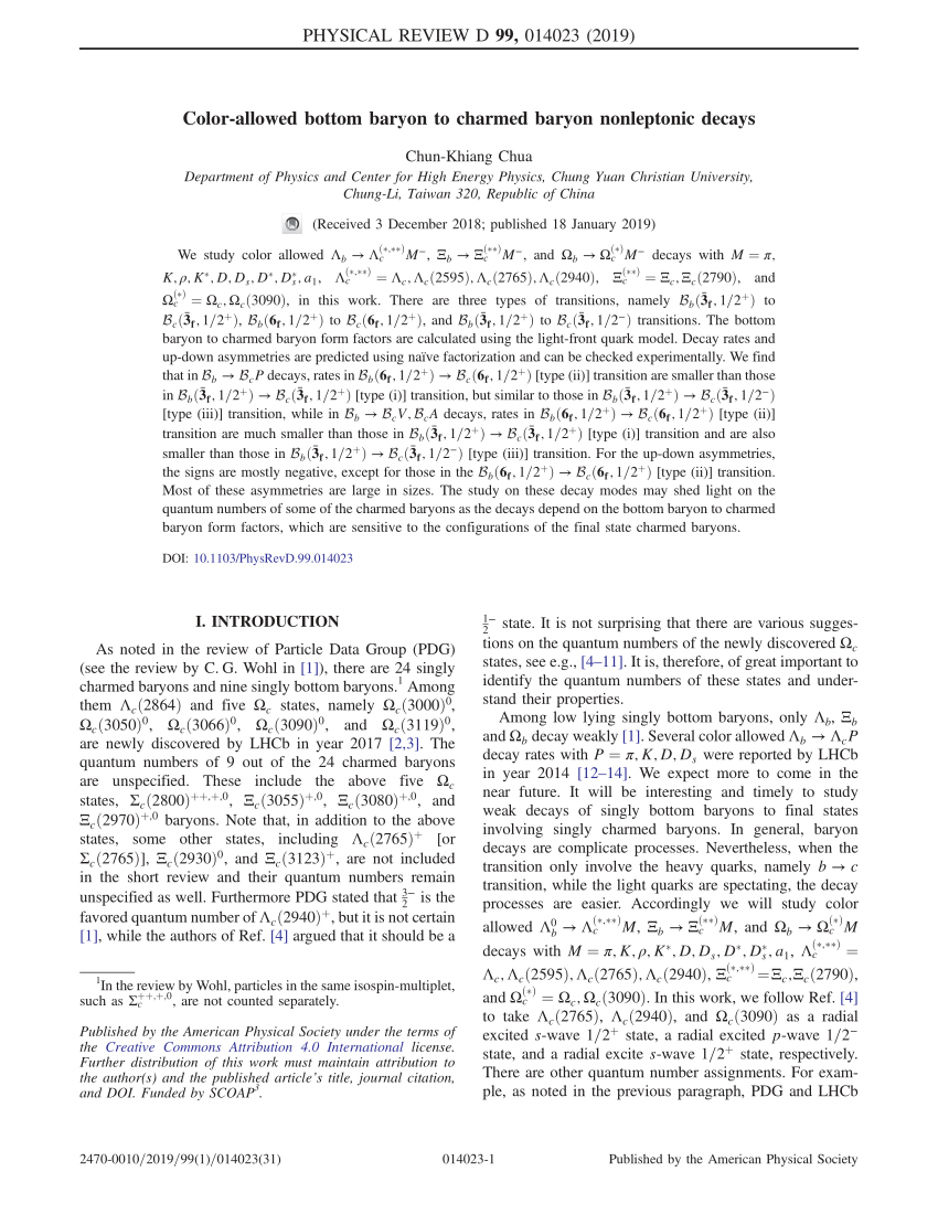 Pdf Color Allowed Bottom Baryon To Charmed Baryon Nonleptonic Decays