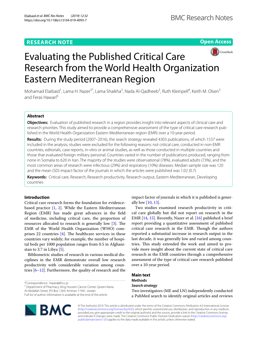 critical care research paper