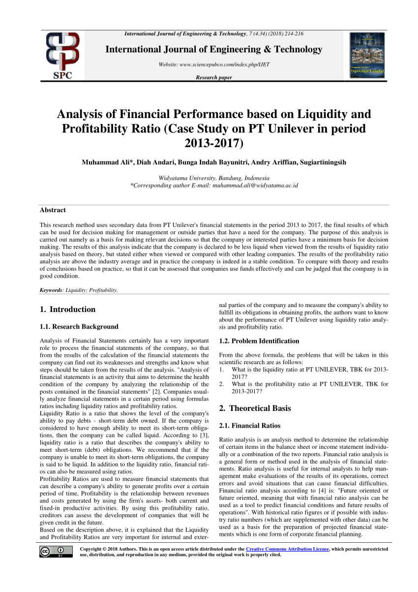 financial performance analysis a case study