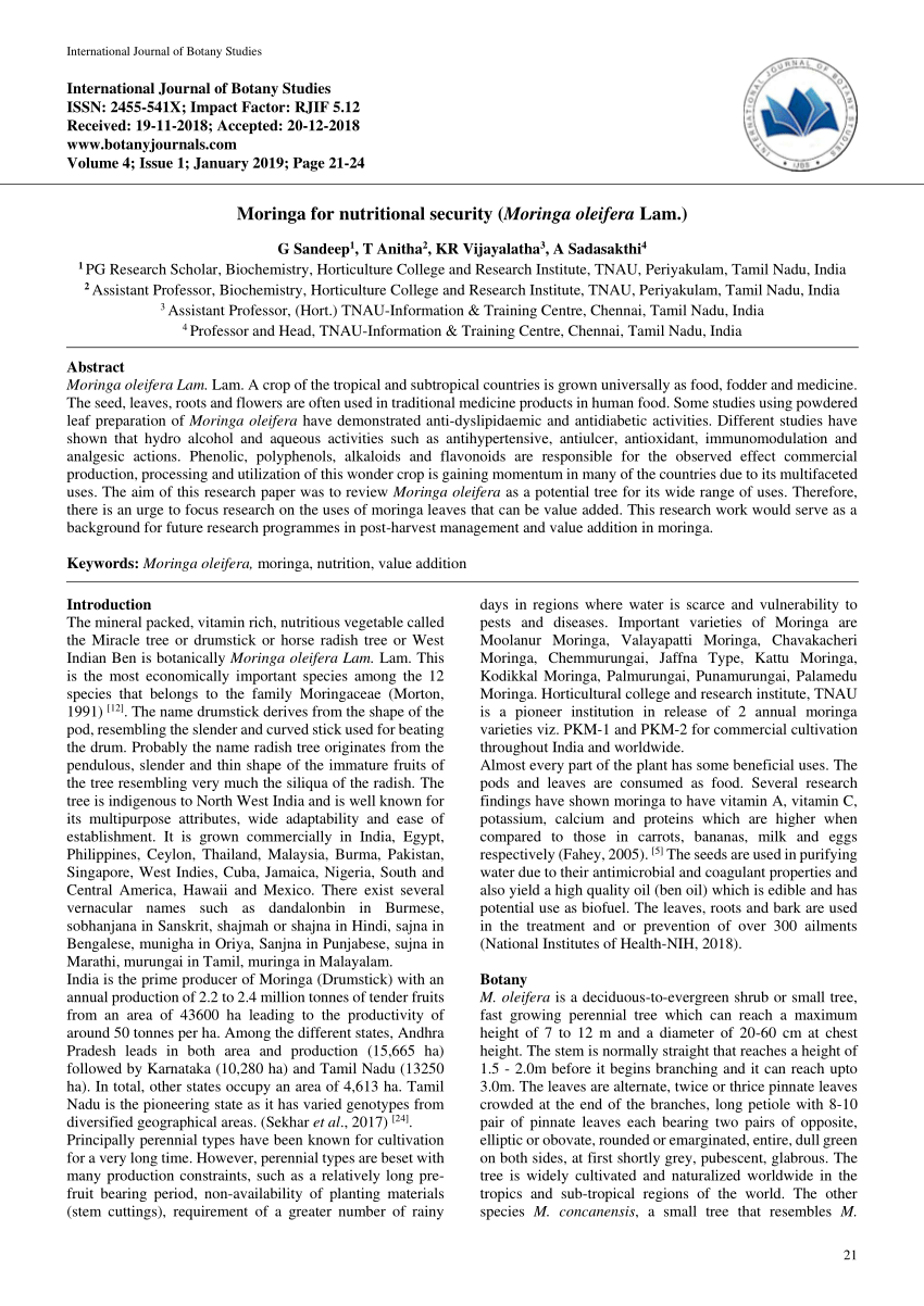 moringa research papers pdf