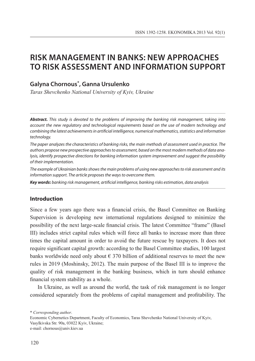 risk management in banks research paper
