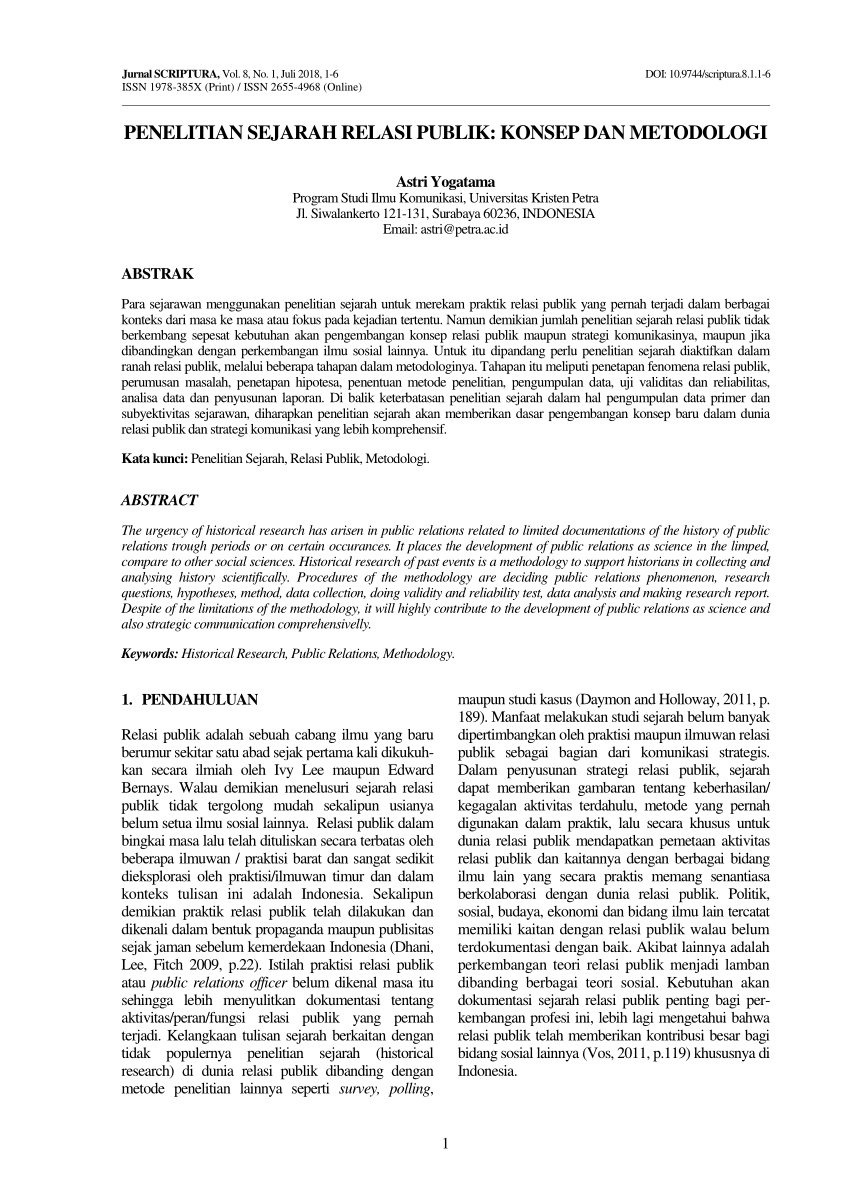 (PDF) PENELITIAN SEJARAH RELASI PUBLIK: KONSEP DAN METODOLOGI - Largepreview