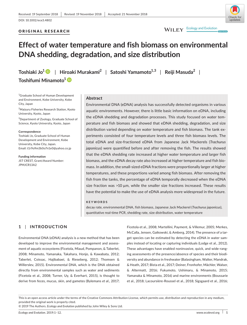 PDF) Effect of water temperature and fish biomass on environmental