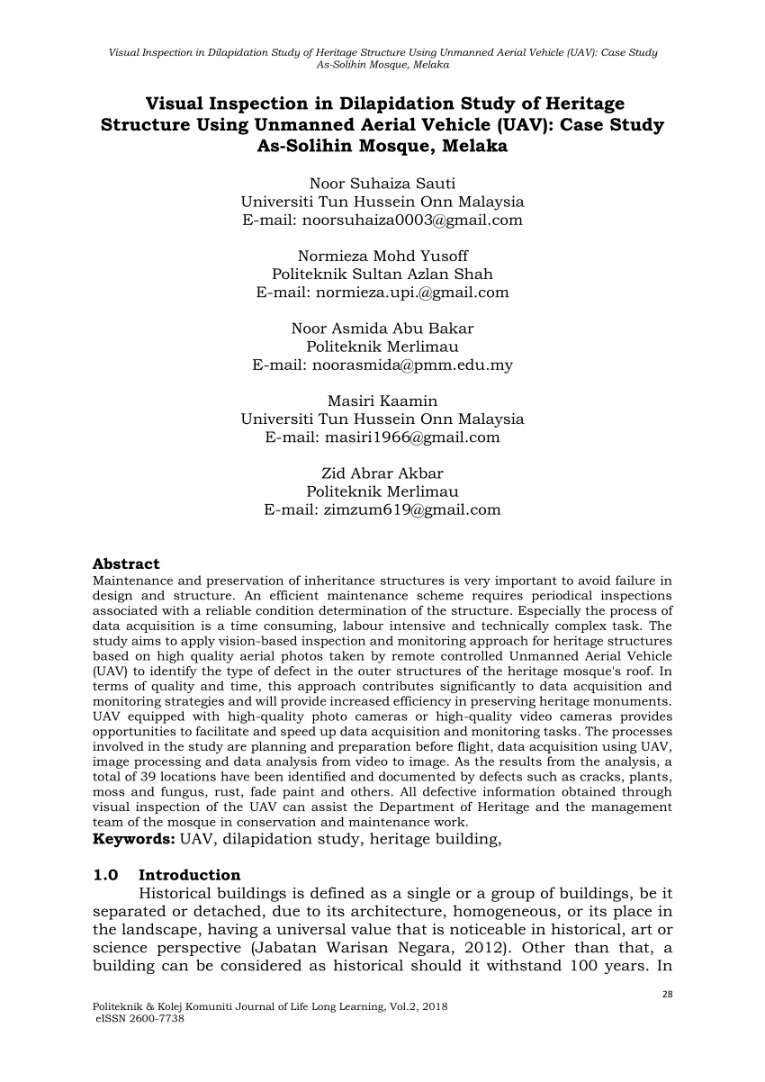 PDF) Visual Inspection in Dilapidation Study of Heritage Structure 