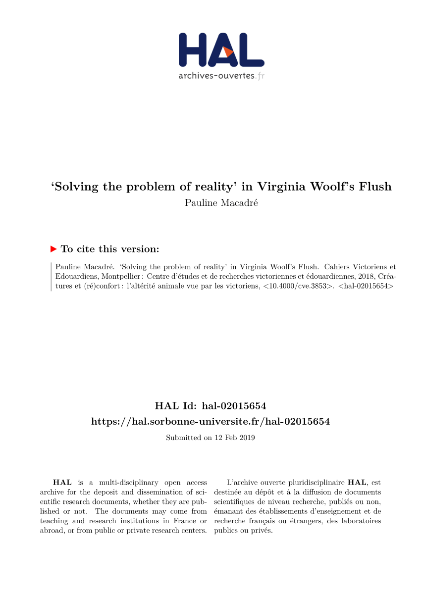 Pdf Solving The Problem Of Reality In Virginia Woolf S Flush