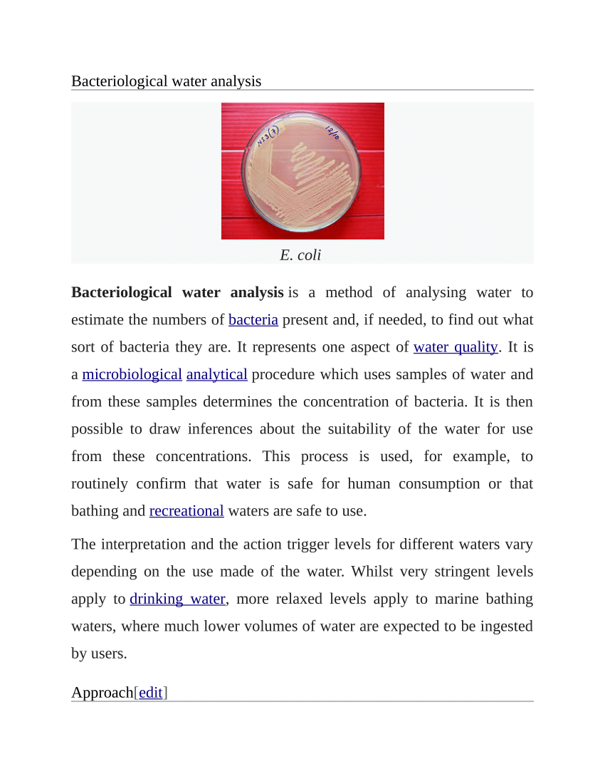 (PDF) Bacteriological water analysis