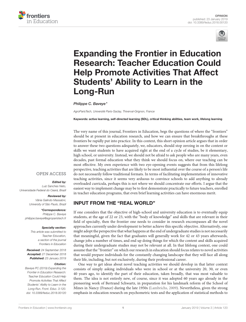 frontiers in education