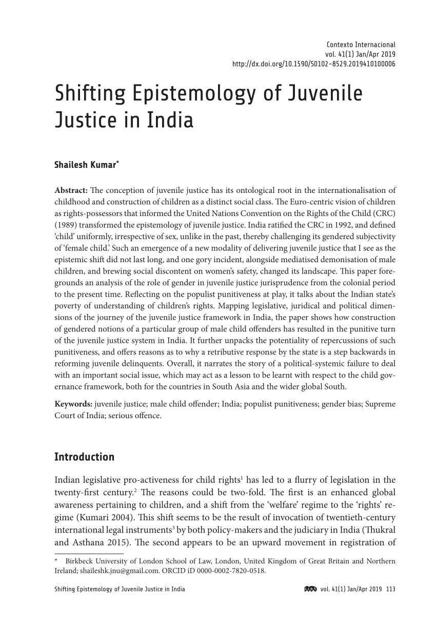 research paper on juvenile justice system in india