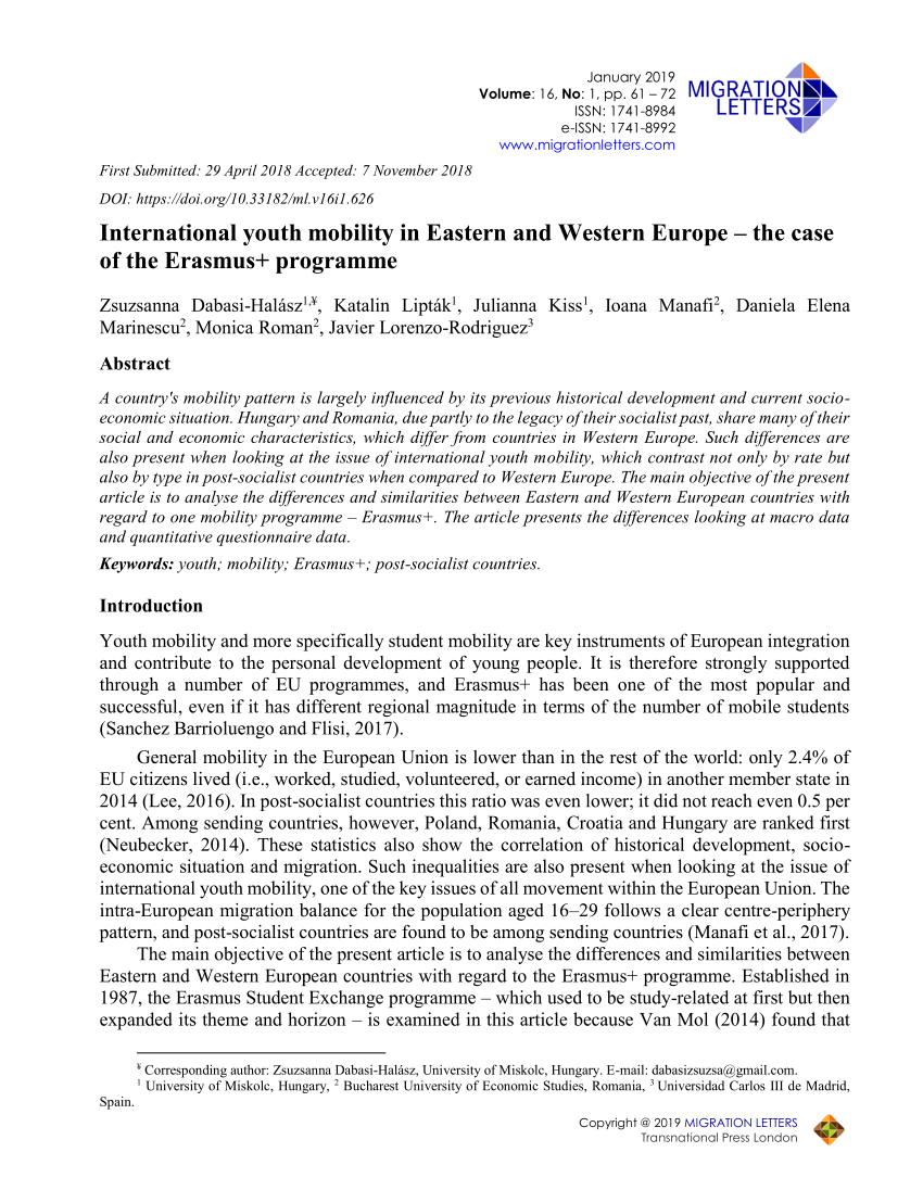 PDF) International youth mobility in Eastern and Western Europe With Regard To erasmus bilateral agreement template