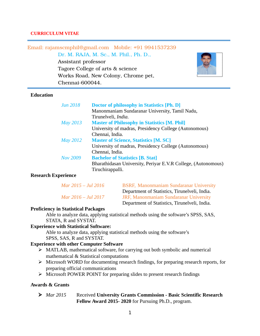 (PDF) CURRICULUM VITAE Education