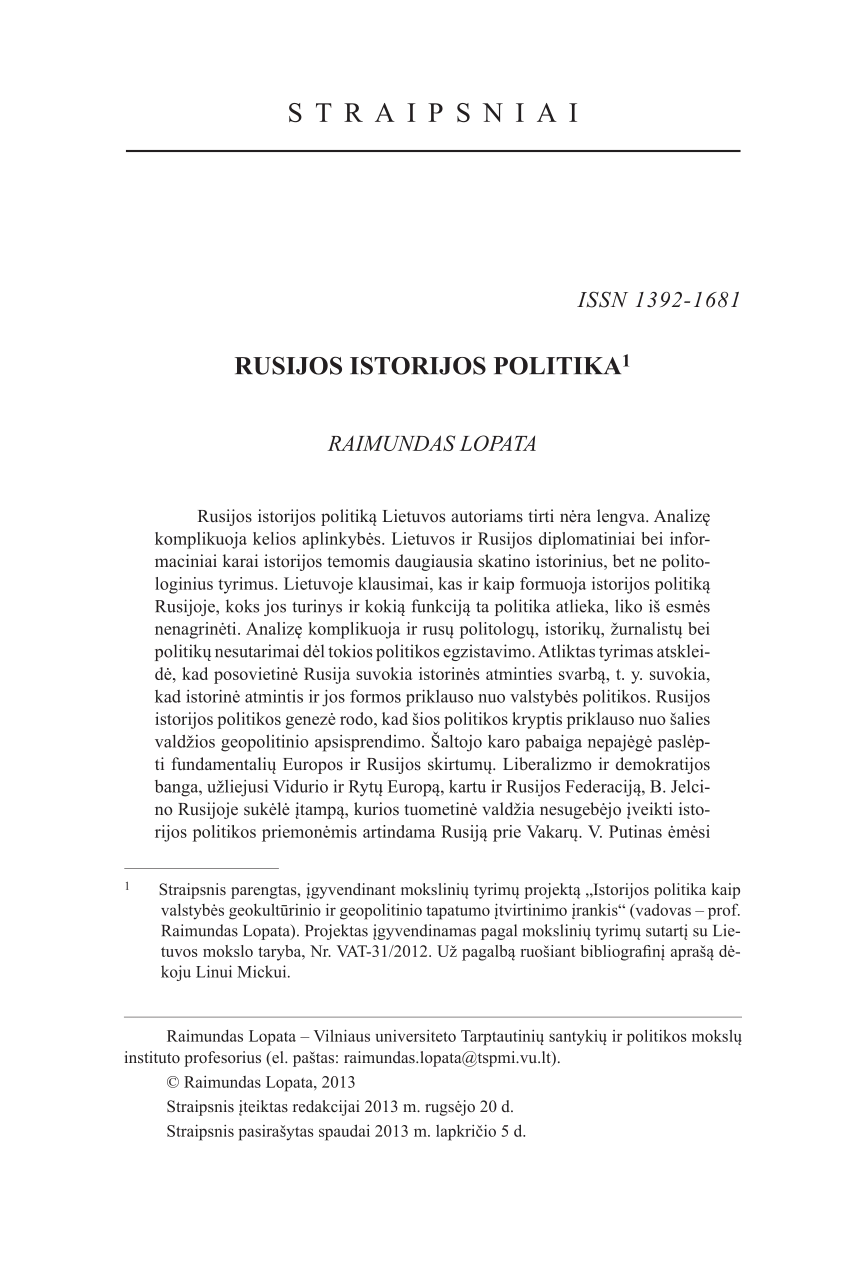 Pdf Rusijos Istorijos Politika