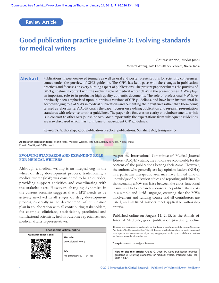 PDF) Good publication practice guideline 29: Evolving standards for