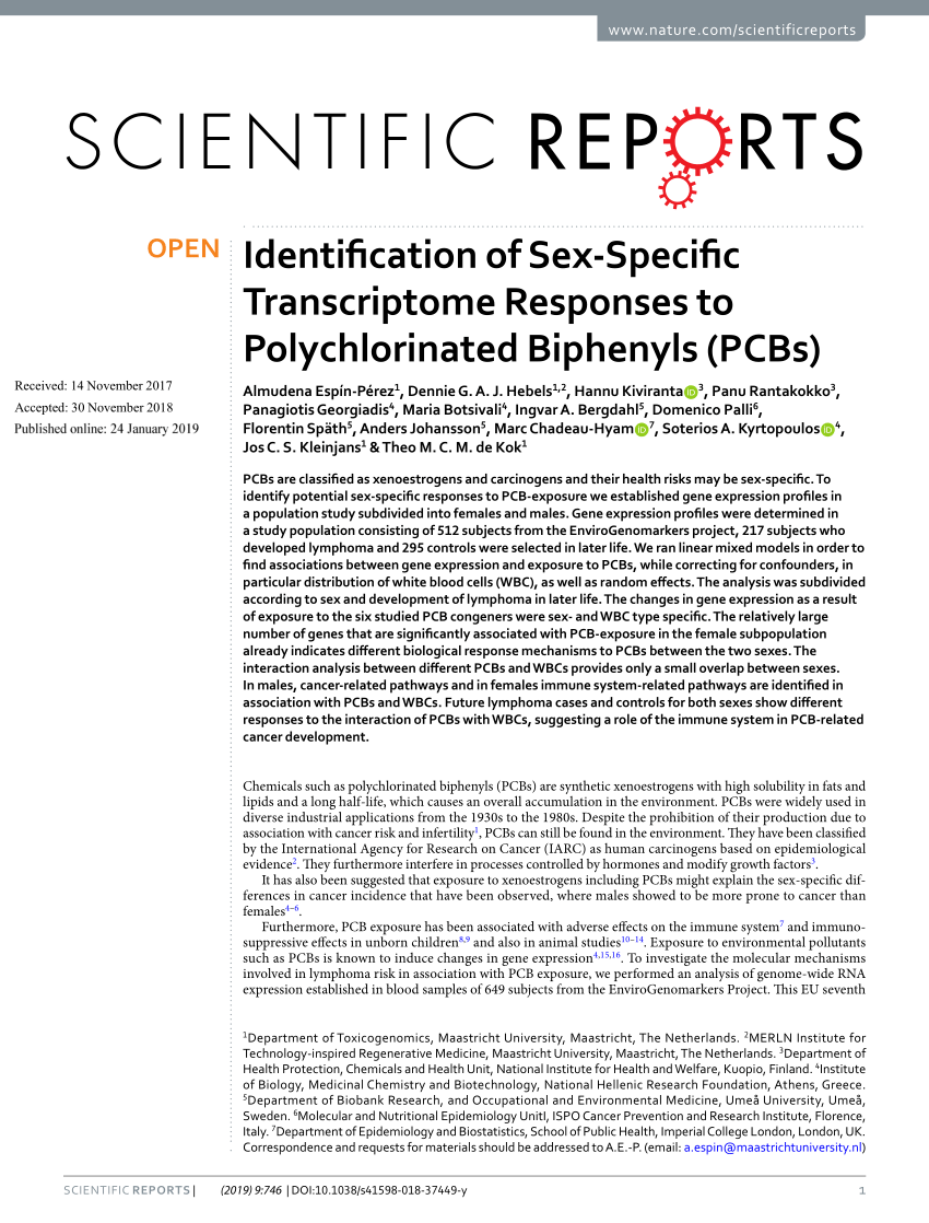 Pdf Identification Of Sex Specific Transcriptome Responses To Free