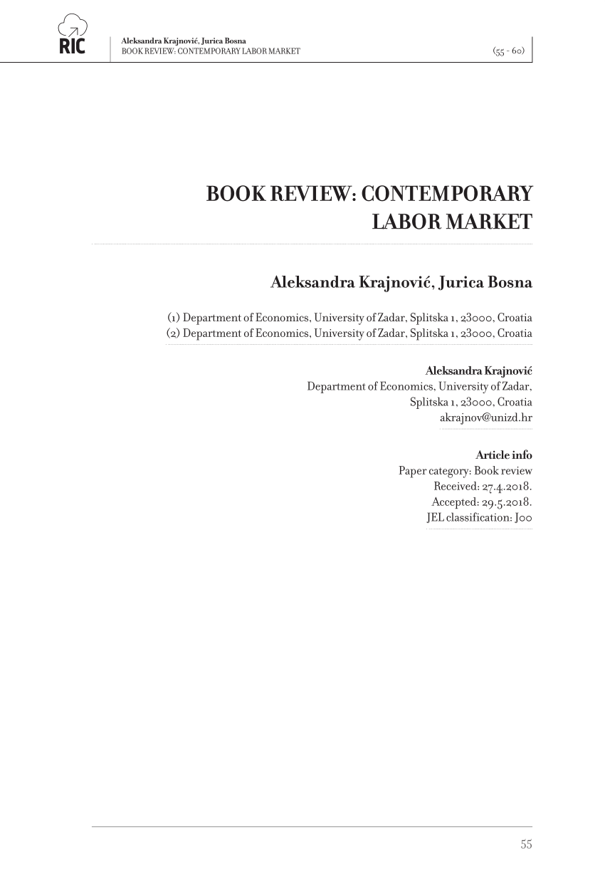 Pdf Book Review Contemporary Labor Market