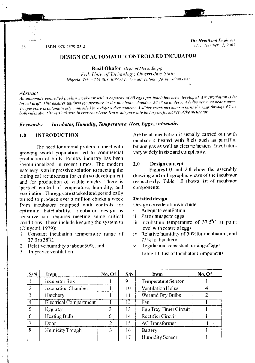 Pdf Design Of Automatic Controlled Incubator