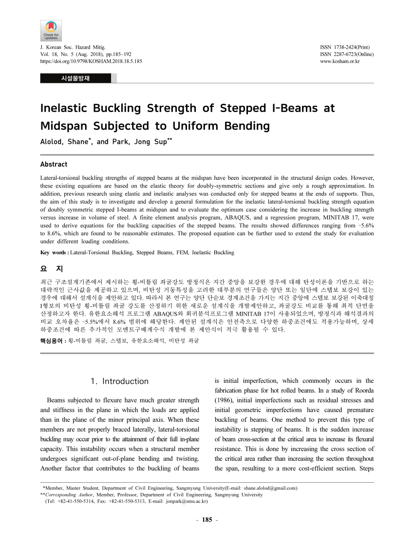 PDF) Inelastic Buckling Strength of Stepped I-Beams at Midspan ...