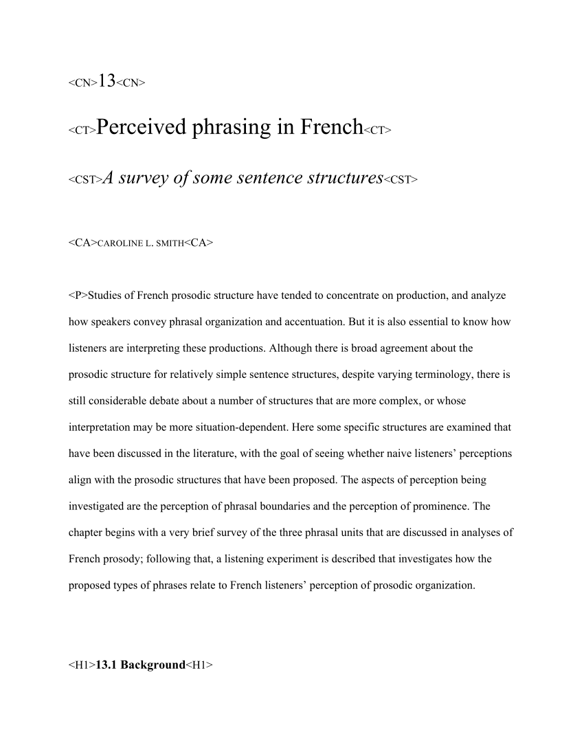 Pdf Perceived Phrasing In French A Survey Of Some Sentence Structures
