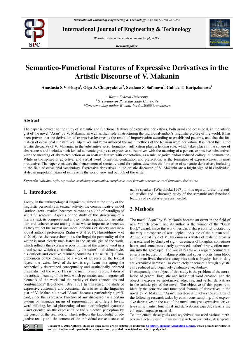 PDF) Semantico-Functional Features of Expressive Derivatives in the  Artistic Discourse of V. Makanin