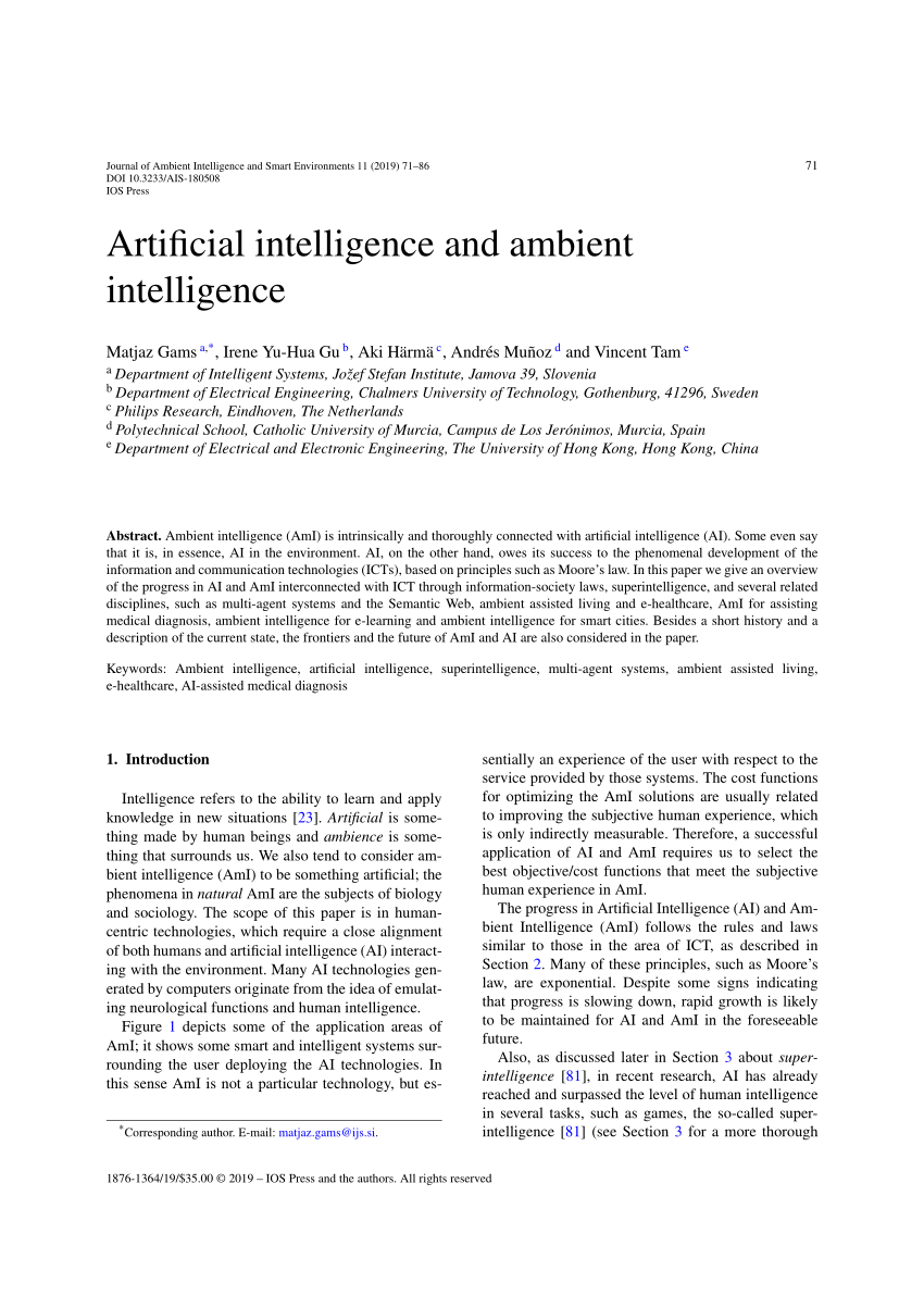 Pdf Artificial Intelligence And Ambient Intelligence