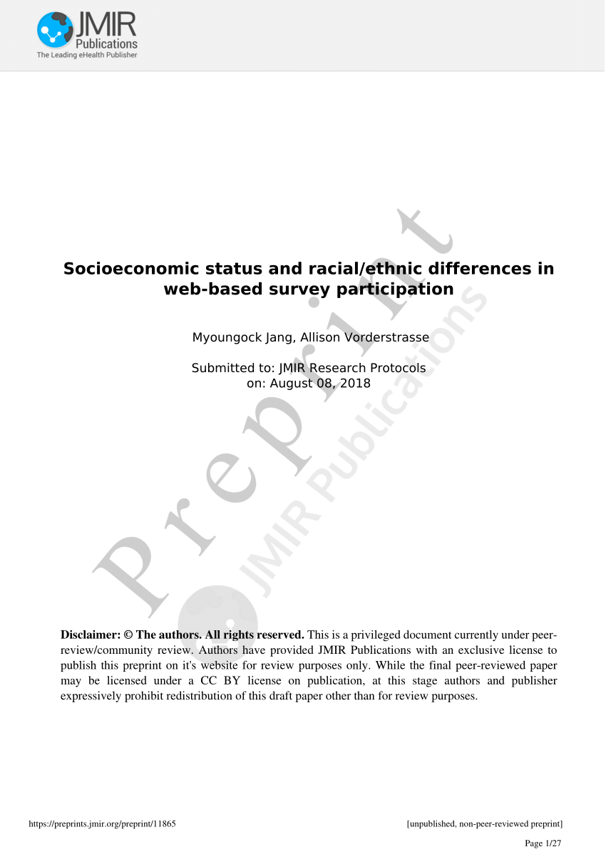  PDF Socioeconomic status and racial ethnic differences 