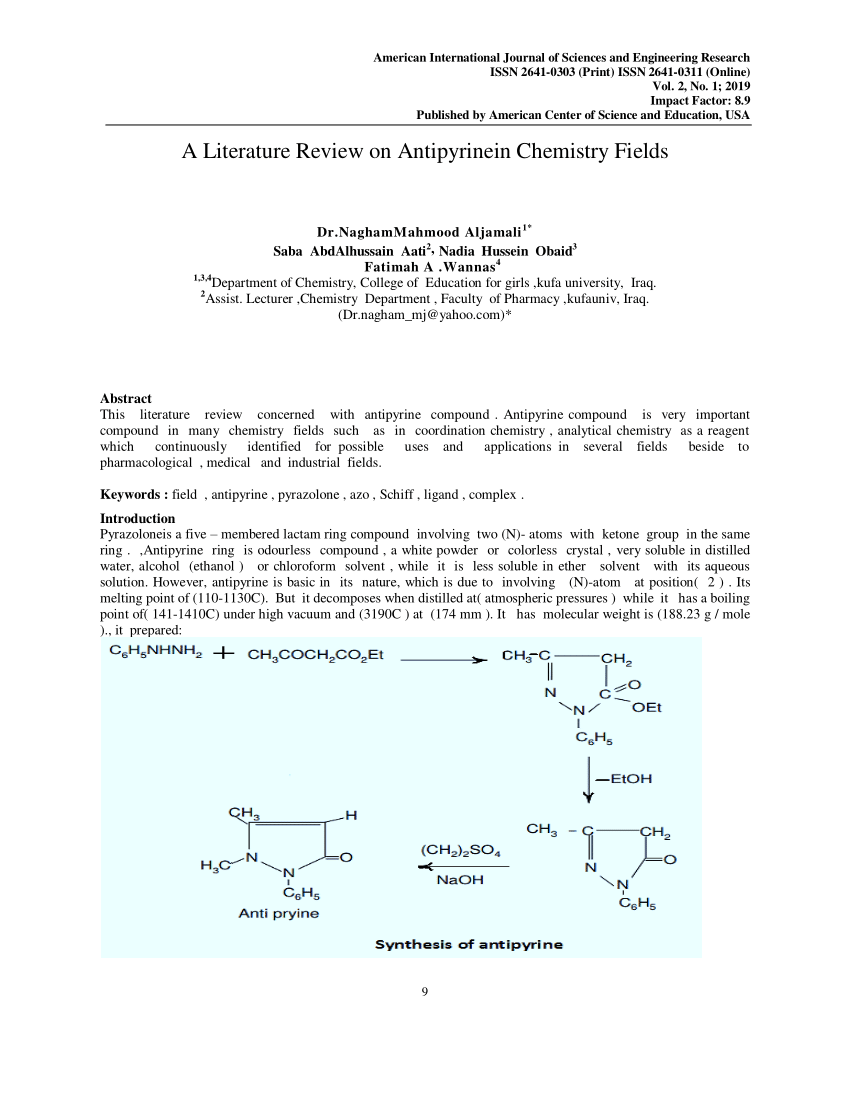 literature review in chemistry