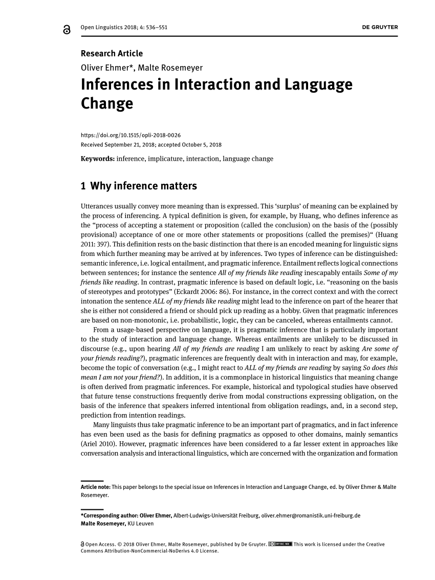 PDF) Inferences in Interaction and Language Change