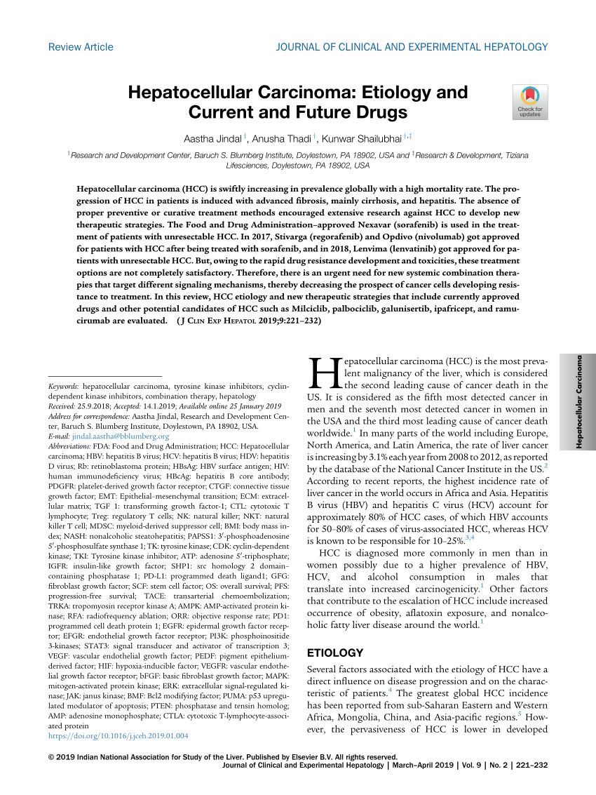 Pdf Hepatocellular Carcinoma Etiology Current And Future Drugs