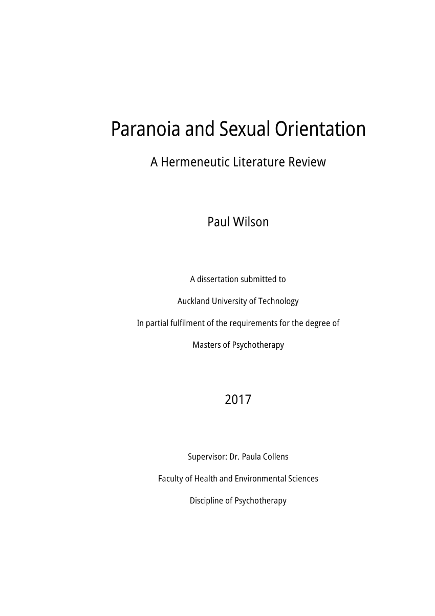 PDF Paranoia and Sexual Orientation A Hermeneutic Literature Review